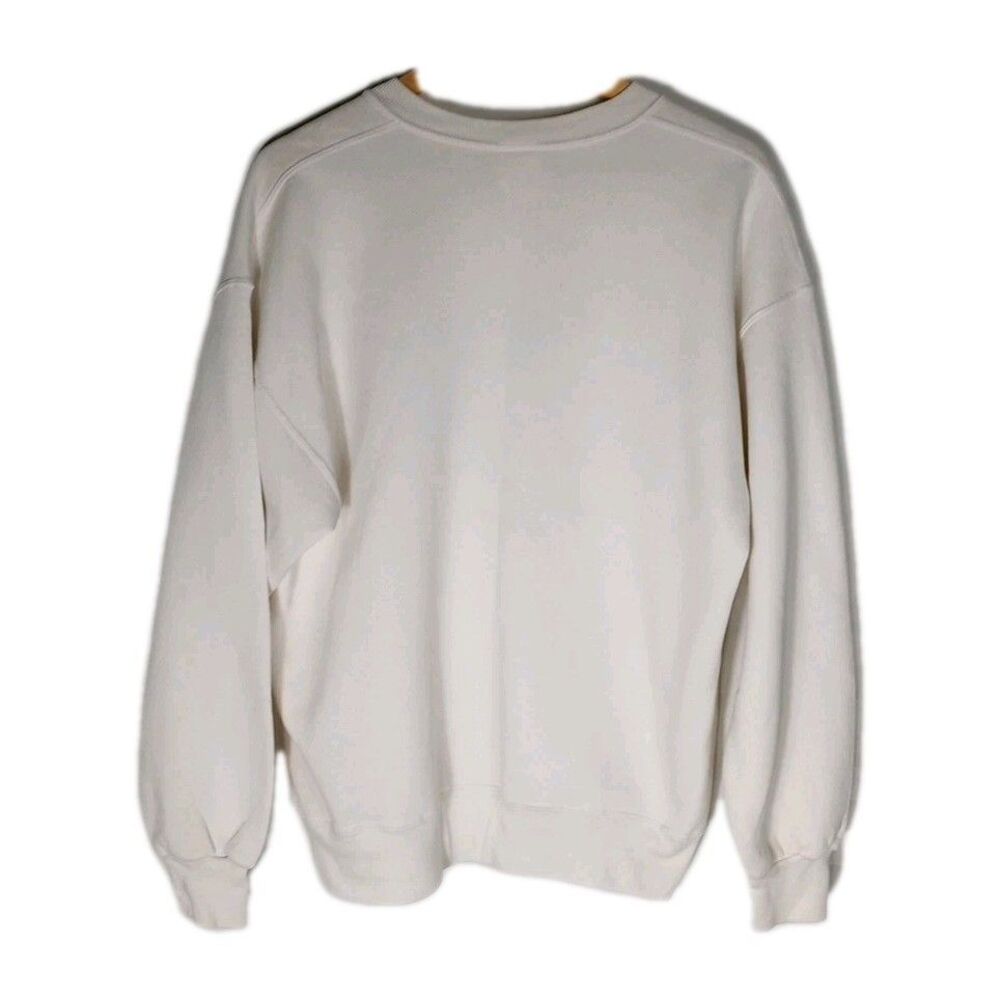 Vtg Jerzees Womens Sweatshirt Embroidered Hummingbird Flowers White Sz L Granny - Picture 2 of 6